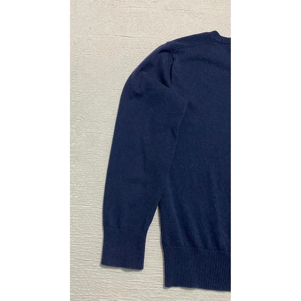 Banana Republic Mens V‎ Neck Sweater Medium Blue Cotton Knit Long Sleeve
